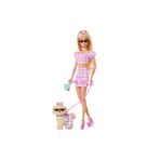 mattel Uyumlu Dostlar, Uyumlu pembe kıyafetleri ve aksesuarlarıyla sarı saçlı bebek ve köpekçiği JFP36