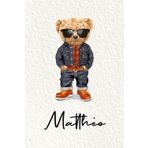 Matthéo: Cahier personnalisé avec prénom Matthéo | Cadeau d'anniversaire pour enfant, garçon, homme, copain ... | Nounours | 110 pages lignée, Petit Format 6x9 pouces (15,24 x 22,86 cm)