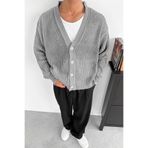 MATTİMODA Erkek Oversize Gri Örgü Hırka