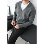MATTİMODA Erkek Oversize Premium Antrasit Gri Triko Hırka
