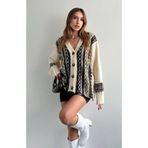 MATTİMODA Etnik Desenli Kadın Oversize Örme Hırka