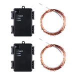 Mauedest 2PCS 10m 100-Lights (Four Colors) LED Light Strip 4.5V 3 X AA Batteries Waterproof Battery Holder Case with On/Off