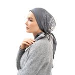 Mauśeya Etnik Twill İpek Eşarp, Gri
