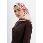Mauśeya Nar Harmanı Twill İpek Eşarp, Bordo