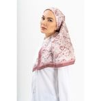 Mauśeya Şafak Pudra Çiçek Twill İpek Eşarp, Pembe