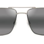 Maui Jim Erkek Aeko Polarize Aviator Güneş Gözlüğü, Mat Titanyum/Nötr Gri Polarize, Medium