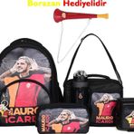 Mauro Icardi Galatasaray Lisanslı 5'li Okul Seti (Sırt Çantası + Beslenme Çantası + Kalemlik + Matara + Yemek Kabı) – Borazan Hediyeli