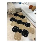MaVaux Amazonit Jüt Hasırlı El Örgüsü Dikdörtgen Kilim Halı Hasır Kilim HasırSiyah 180 x 180