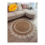 MaVaux Buganvilla Hasır Jüt Çiçek Desenli El Dokuma Antre Salon Mutfak Yatak Odası Kilim Paspas HASIR - KREM 140 x 140