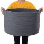 MaVaux Büyük Boy Jüt Pamuklu Sepet Bebek Eşya Toplama Sepeti Yumuşak Büyük Saklama Sepeti - Gri