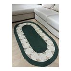 MaVaux Cookie Jüt Hasırlı El Örgüsü Kilim YeşilKrem 100 x 270