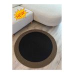 MaVaux Dahlia Yuvarlak Jüt Halı – Siyah ve Doğal Renkli Örgü El Dokuması Kilim Siyah Kırçıl 150 x 150