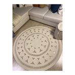 MaVaux Double Daisy Jüt Hasırlı Örgü Kilim Krem 120 x 120