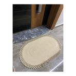MaVaux Dublin Serisi Jüt, Desenli Kapı Önü, Paspas, Banyo Paspası, Balkon Paspası/Hediyelik, Ev Eşyası Krem 75 x 130