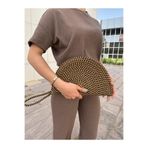 MaVaux Fermuarlı Hasır Jüt Vegan Clutch Çanta JütSiyahKırçıllı