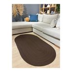 MaVaux Galileo Oval Jüt Yuvarlak Hasır Görünümlü Klasik Halı Kilim Kahve 100 x 180
