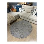 MaVaux Harmony Jüt Doğal Hasır Kilim Bej Geometrik Bohem Yuvarlak El Örmesi Halı Gri 180 x 180