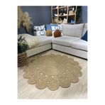 MaVaux Hasır Jüt Çiçek Desenli Kilim Halı Hasır 200 x 200