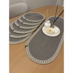 MaVaux Herakles 6 Adet Supla+Runner Set 33 cm -Amerikan Servis Hasır - 30 x 80 cm - Gri