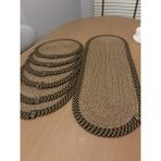 MaVaux Herakles 6 Adet Supla+Runner Set 33 cm -Amerikan Servis Hasır - 30 x 80 cm - Jüt - Siyah