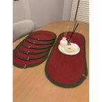 MaVaux Herakles 6 Adet Supla+Runner Set 33 cm -Amerikan Servis Hasır - 30 x 80 cm - Kırmızı