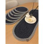 MaVaux Herakles 6 Adet Supla+Runner Set 33 cm -Amerikan Servis Hasır - 30 x 80 cm - Lacivert