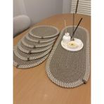 MaVaux Herakles 6 Adet Supla+Runner Set 33 cm -Amerikan Servis Hasır - 30 x 80 cm - Taş