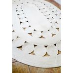 MaVaux Jüt Hasır Çerçeve Detaylı Beyaz Şık Dekoratif Kilim Oval Kilim Halı Yolluk Paspas Beyaz 100 x 300