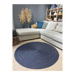 MaVaux Jüt Yuvarlak Hasır Görünümlü Klasik Halı Kilim BambuLacivert 140 x 140