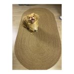 MaVaux KOPYA - Oval Jüt Yuvarlak Hasır Görünümlü Klasik Halı Kilim HasırOval 80 x 200