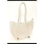 MaVaux Kuğu Model Hasır Görünümlü Şık Kadın Omuz Çantası Basic Koleksiyon 27x40 cm - Krem