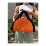 MaVaux Mia Hasır Jüt Clutch Çanta TuruncuSiyah Tek Ebat