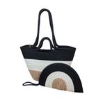MaVaux Mira İkili Fermuarlı Clutch Çanta ve Omuz Çantası Siyah-krem-hasır