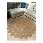 MaVaux Nüans Jüt Hasırlı El Örgüsü Kilim Halı Hasır Yuvarlak Hasır 200 x 200