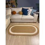 Mavaux Oval Hasır Görünümlü Jüt Kilim - 100 x 250 cm - Beyaz - Kahverengi
