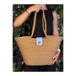 MaVaux Sardinia Kapaklı Handmade Hasır Tote Plaj ve Günlük Çanta Yazın Modası Bebe Mavisi