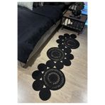 MaVaux Siyah Snake Hasır Jüt Bej Yolluk Halı Kilim SiyahTrikotlu 80 x 540