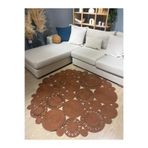MaVaux Tarçın Rengi Harmony Jüt Doğal Hasır Kilim Bej Geometrik Bohem Yuvarlak El Örmesi Halı Tarçın 160 x 160