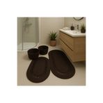 MaVaux Terra 4’lü Banyo Seti – 2’li Oval Paspas & 2’li Oval Sepet, Doğal Halat Dokuma, El Yapımı - Premium Kahverengi 50 x 80