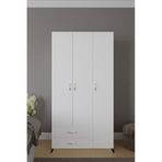 Mavera 3 Kapaklı 2 Çekmeceli Gardrop, Beyaz, 90 Cm Beyaz