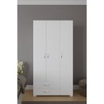 Mavera 3 Kapaklı 2 Çekmeceli Gardrop, Beyaz, 90 cm