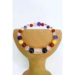Mavera Doğaltaş PRA-7835115-890837999 Dönüşümlü Sitrin, Ametist, Pembe Ve Kristal Kuvars, Akik Doğal Taş Bileklik 8 Mm