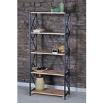 Mavera Home Metal Kitaplık 5 Raflı Dekoratif Kitaplık Atlantik Çam