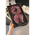 Mavero Kadın Bordo Lacivert Şal Desenli Rayon Fular 50x50 cm İpeksi Yumuşak Saç Çanta Aksesuarı