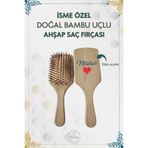 Ma'Vessa İsme Özel Doğal Bambu Uçlu Ahşap Saç Fırçası - Saç Açıcı Doğal Bambu Tarak