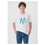 Mavi 0611025-620 Mavi Logo Baskılı Beyaz Erkek T-shirt