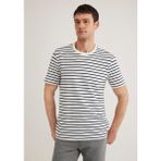 Mavi 0612235-87822 Lacivert Çizgili Beyaz Erkek T-shirt
