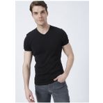 Mavi 063748-900 V Yaka Dar Kalıp Düz Siyah Erkek T-Shirt
