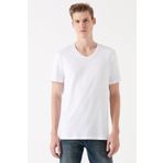 Mavi 065586-620 Beyaz V Yaka Erkek T-shirt