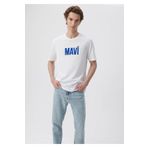 Mavi 066842-620 Beyaz Baskılı Erkek T-Shirt